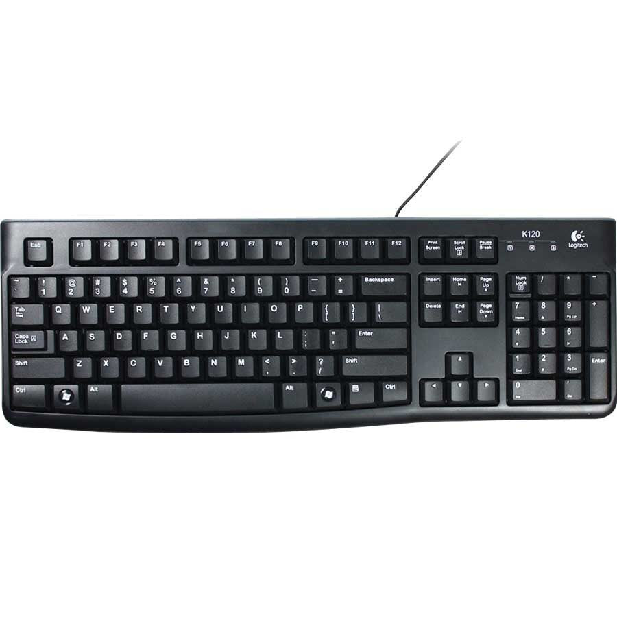 Logitech K120 Wired Keyboard for Windows, Plug and Play, Full-Size, Spill-Resistant, Curved Space Bar, Compatible with Pc, Laptop
