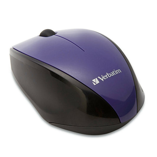 Verbatim Wireless Notebook Multi-Trac Blue LED Mouse - Purple Blue Optical - Wireless