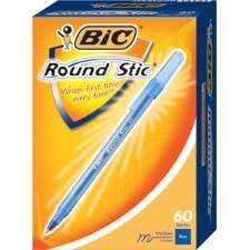 Round Stic™ Ballpoint Pens, Medium tip, 1.0mm