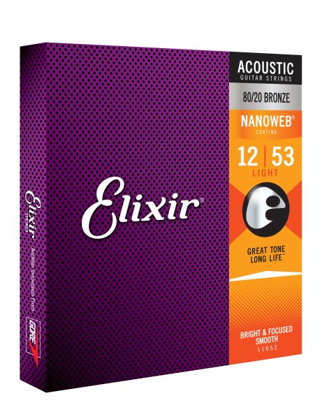Elixir Light Acoustic 80/20 Bronze With Nanoweb Coating (.012 - .053)