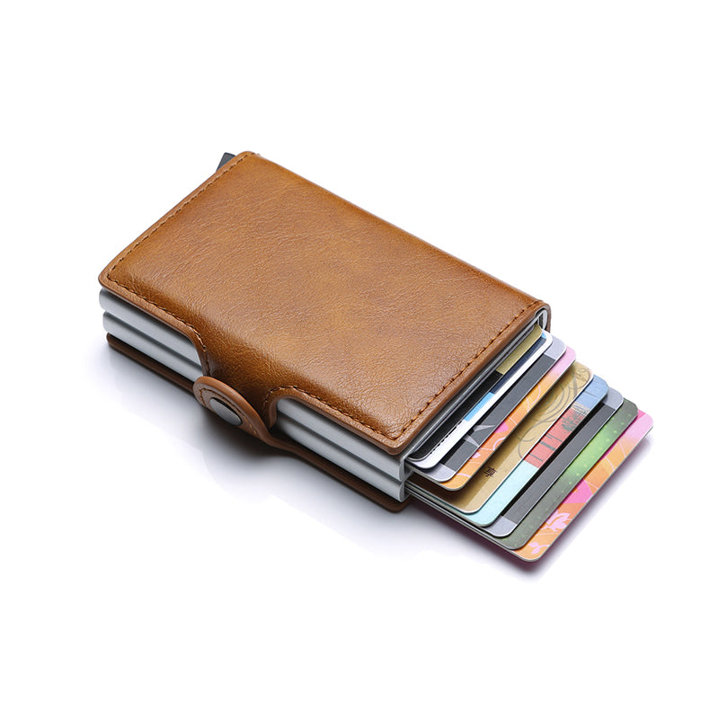 Rfid Wallet PU Crazy Horse Leather Men Mini Money Clip Credit Card ID Holder