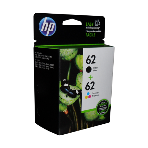 HP 62 Tri-clr/Blk Ink Crtg Combo 2-Pack