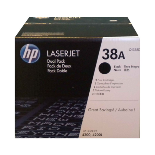 Q1338D HP #38A Dual Pack Black Print Cartridge