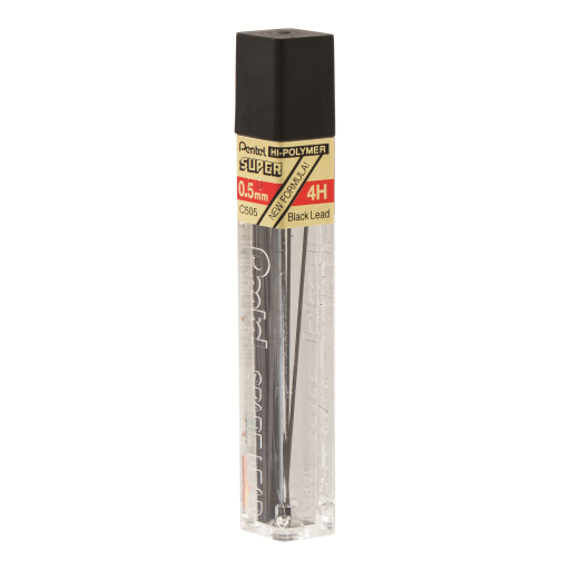 Hi-Polymer Super Lead Refill (0.5mm), 4H, 12 Leads per Tube