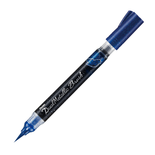 Dual Metallic Brush, Blue + Metallic Green Ink, 1PC Pack