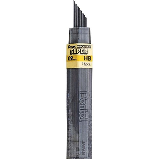 Super Hi-Polymer Lead Refill (0.9mm), HB, 15 Leads per Tube