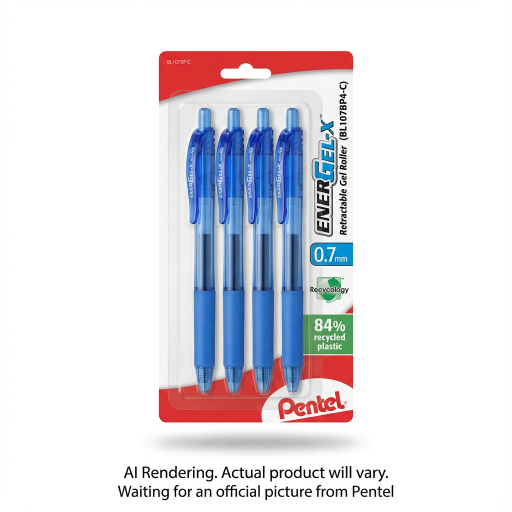 EnerGel-X Retractable Gel Roller, (0.7mm) Metal Tip, Blister, 4PC Pack Blue