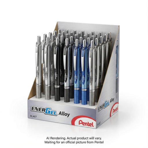 EnerGel Alloy, Metal Gel Roller Pen (0.7mm), Open Stock Display, 24PCS
