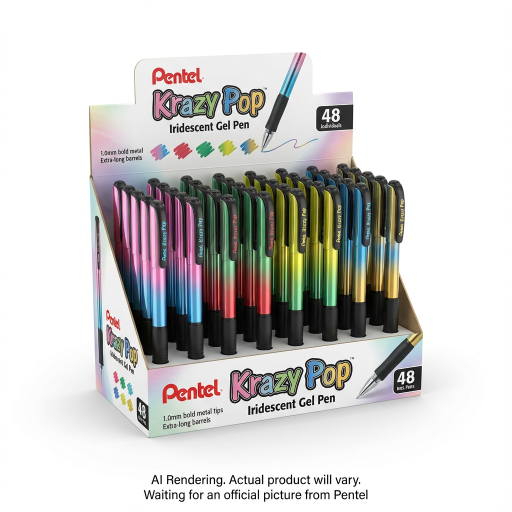 Krazy Pop Iridescent Gel Pen, Open Stock Display, 48PCS