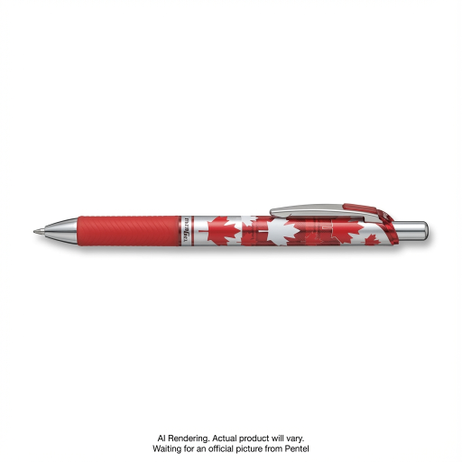 EnerGel Canadian Barrel Design 2, Liquid Gel Pen, (0.7mm) Metal Tip, Black Ink, Barrel Design 2