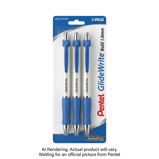 GlideWrite Ballpoint Pen with TechnIFlo Ink, (1.0mm) Bold Point, Blue Ink, 3PC Pack