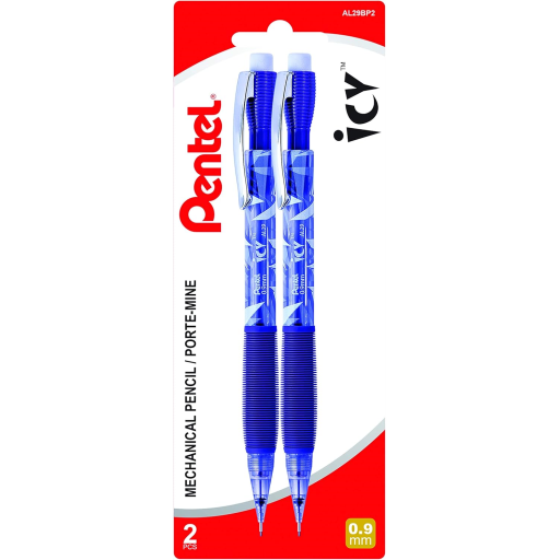 Icy Mechanical Pencil (0.9mm), Tinted Blue Barrel, 2PC Pack