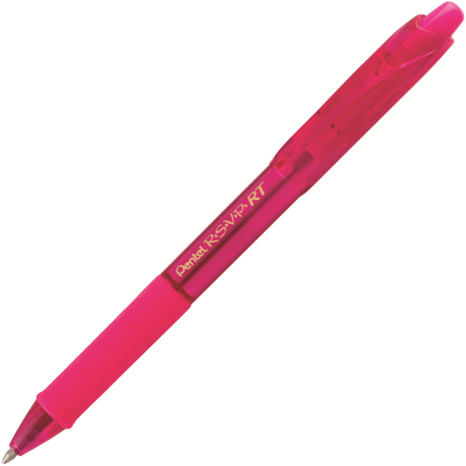 R.S.V.P. RT Colours Retractable Ballpoint Pen, (1.0mm), Pink Barrel, Pink Ink
