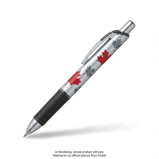 EnerGel Canadian Barrel Design 1, Liquid Gel Pen, (0.7mm) Metal Tip, Black Ink, Barrel Design 1