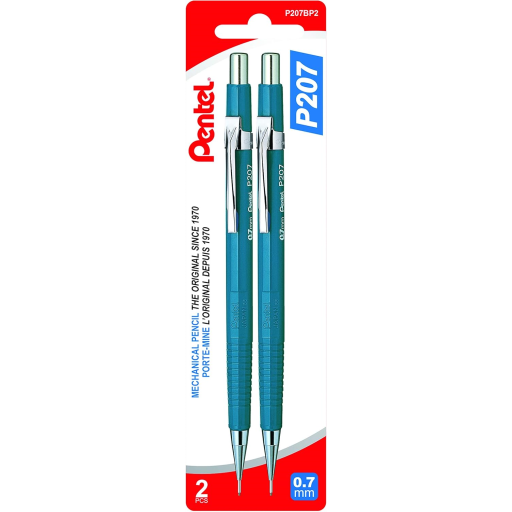 P200 Mechanical Pencil (0.7mm) 2PC Pack, Blue Barrel