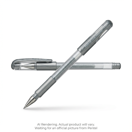 Hybrid Dual Metallic Gel Roller Pen (1.0mm), Silver Ink