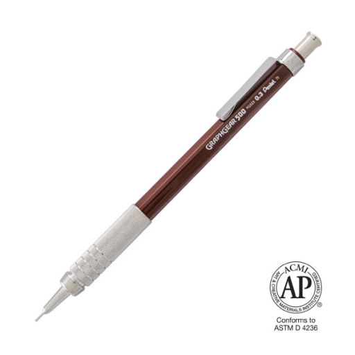 GraphGear 500 Mechanical Drafting Pencil (0.3mm), Brown Barrel