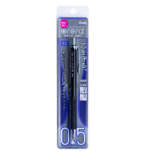 Orenz Metal Grip, Retractable Mechanical Pencil, (0.5mm) 1PC Pack, Black Barrel