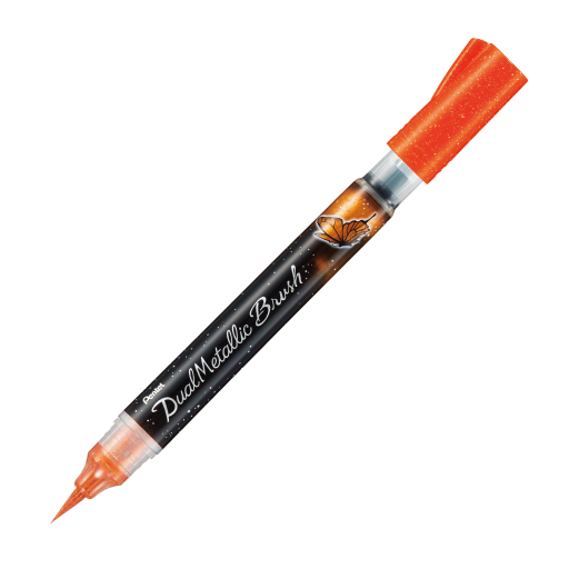 Dual Metallic Brush, Orange + Metallic Yellow Ink, 1PC Pack