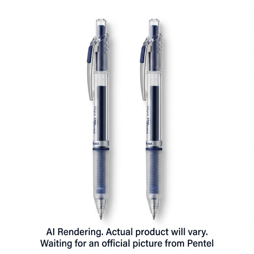 EnerGel Infree Retractable Liquid Gel Pen, (0.5mm) Needle Tip, Navy Blue Ink, 2PC Pack