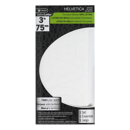 3? Helvetica Vinyl Letters, White, Caps and Numbers Lettres en vinyle de 3 po Helvetica, blancs, majuscules et nombres