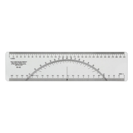 Metric Protractor Ruler with 1:1500, 15cm/6?
R?gle rapporteur m?trique avec ?chelles ? 1:1500,15cm/6 po