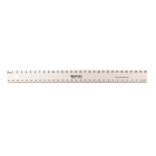 30cm White Plastic Ruler (cm 0-30, mm 0-300) / 
R?gle blanche en plastique de 30 cm (cm 0-30, mm 0-300)