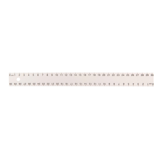 30cm White Plastic Ruler (cm 0-30) / 
R?gle blanche en plastique de 30 cm (cm 0-30)