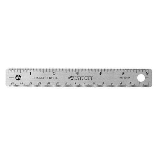 15cm/6? Stainless Steel Cork Backed Ruler 
R?gle en acier inoxydable endos de li?ge caoutchout?, 15cm / 6 po