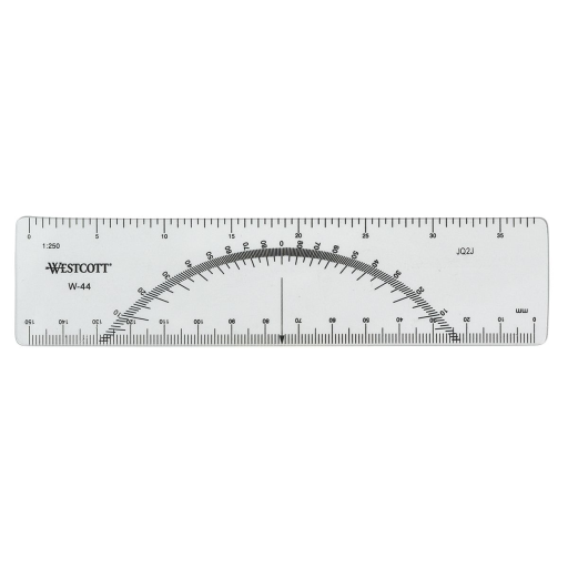 Metric Protractor Ruler with 1:250, 15cm/6?
R?gle rapporteur m?trique avec ?chelles ? 1:250,15cm/6 po