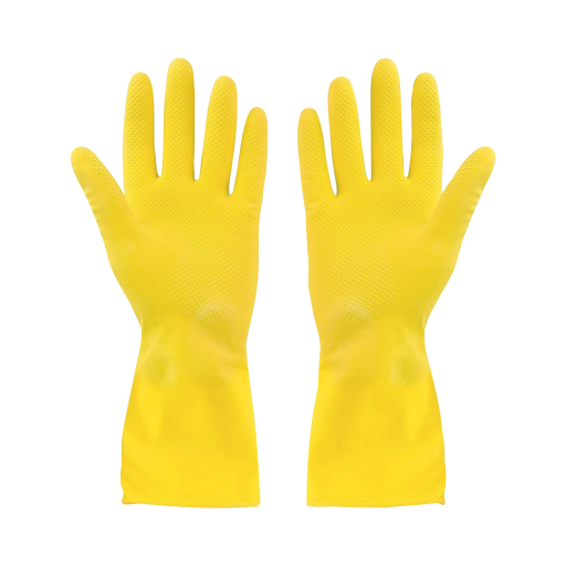 Rubber Gloves Flocklined? Yellow X-Large Extended Cuff - (12 pairs)