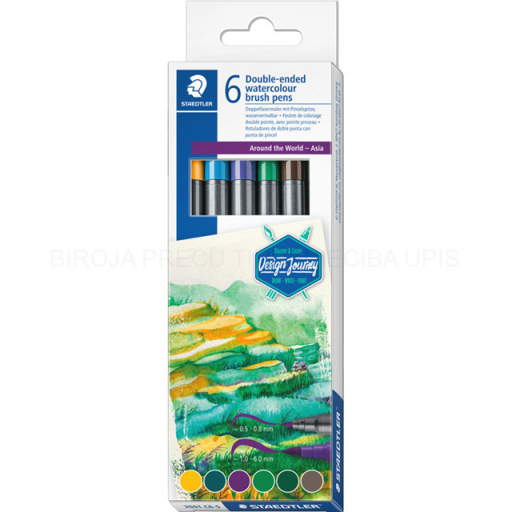 Staedtler Double ended Watercolour brush pens 6ct set, Asia