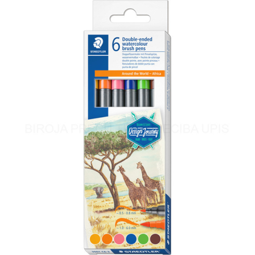 Staedtler Double ended Watercolour brush pens 6ct set, Africa