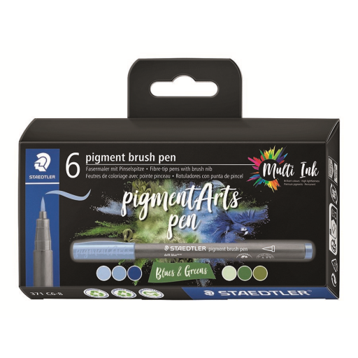 Pigment Brush Pen Basic Colour 6Pcs