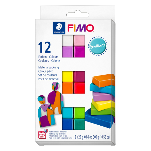 Set Modelling Clay Fimo Soft Brilliant Colours 12 Color Pack