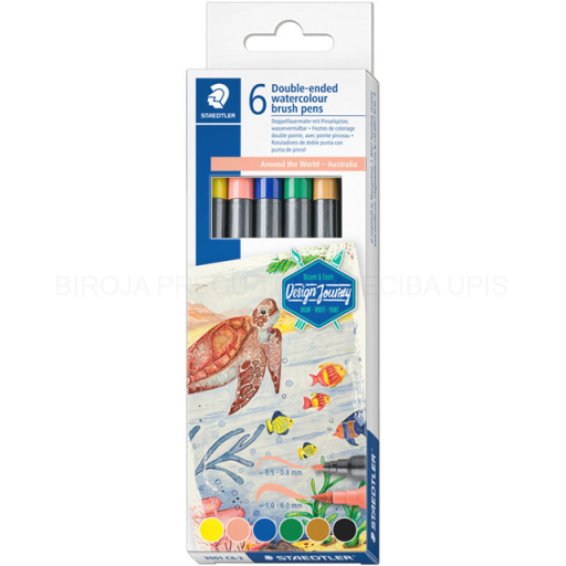 Staedtler Double ended Watercolour brush pens 6ct set, Australia
