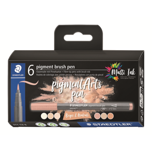 Pigment Brush Pen Beiges&Neutr 6Pcs
