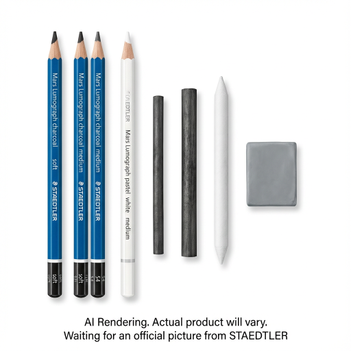 STAEDTLER Mars Lumograph Charcoal Drawing Set - 7-Piece Professional Sketching Kit with Pencils, Charcoal Sticks & Blending Stump