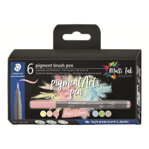 Pigment Brush Pen Pastel Colou 6Pcs