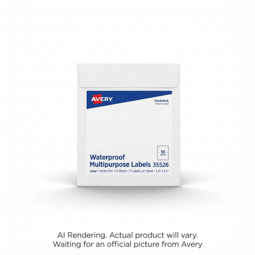 Avery Laser Waterproof Labels, 5?" x 8?", Permanent, White, 10 sheets/env, 20 labels/env