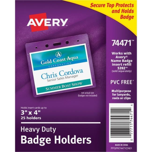 NAME BADGE LABELS, NAME BADGE HOLDERS, HORIZONTAL, 3"