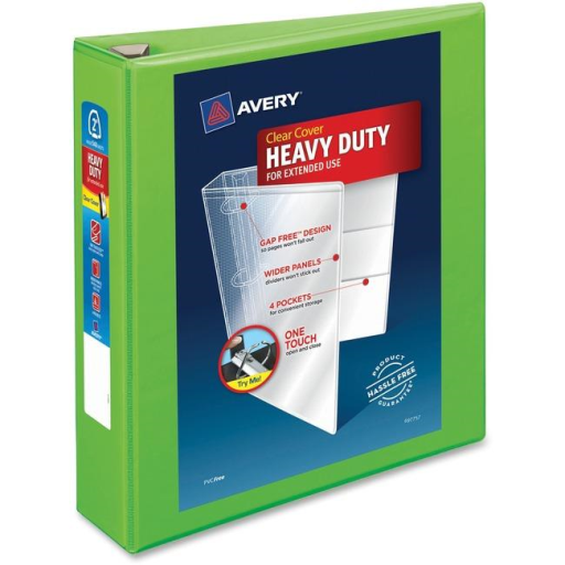 Avery View 2" HD View Binder, Chartreuse, Gap Free D-Ring, 540 sheet capacity