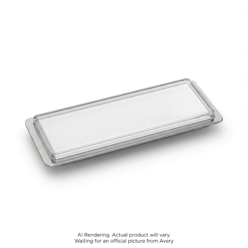 Avery Laser The Mighty Badge? Reusable Name Badge Kit Silver, 1" x 3", 4 badges/box