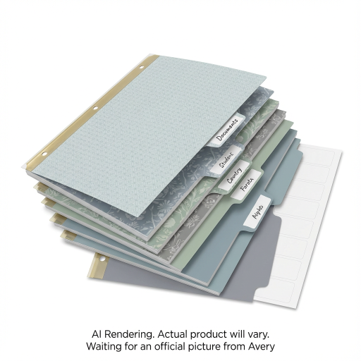 Avery Laser/Inkjet   Big TabTM Reversible Dividers 5 Tab, 1 Set, Toned Down Pattern