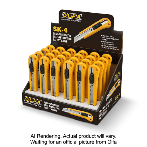 OLFA SK-4/24 Semi-Auto Self-Retracing Safety Knife - Display, 24 Unit