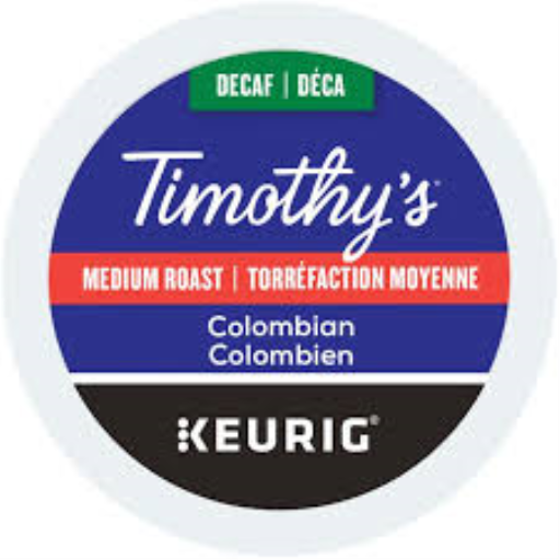 COFFEE-TIMOTHY'S DECAF COLOMBIAN 70.8G MEDIUM ROAST 24/BX