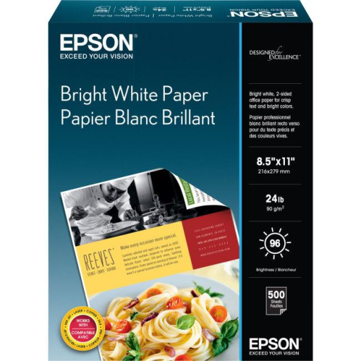 Epson Bright White Paper, Letter, 500 SheetsS041586