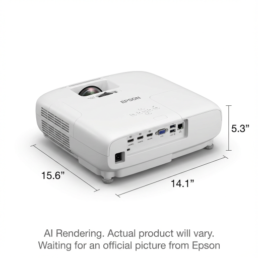 EPSON PowerLite 760W Ultra Short-throw Laser Projector, Wifi Miracast, 4100 Lumens, WXGA, White