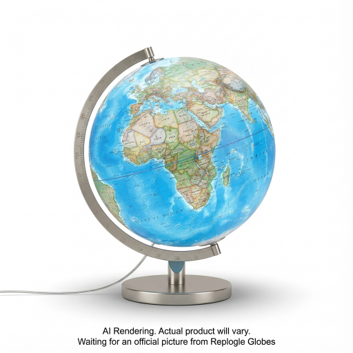 National Gegraphic Bartlett 12"/30Cm Diameter Blue Ocean Illuminated Desk Globe (English)