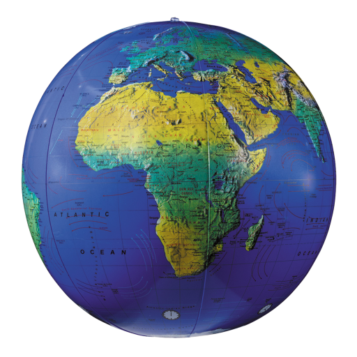 Inflatable Blue Ocean Globe 16"/40.5Cm Diameter Topographical (English)